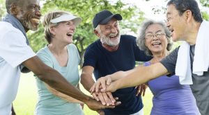 group of seniors enjoying active lifestyle community